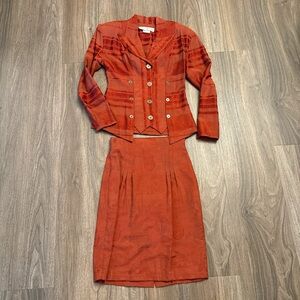 Vintage 1980s Sue Wong Elegant Rust Skirt Set